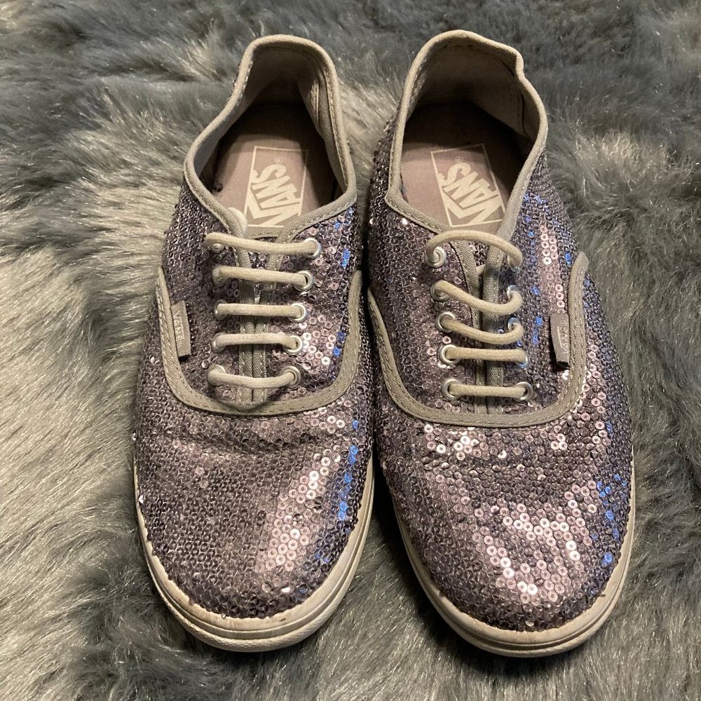 Vans purple sequin lace up sneaker 7.5